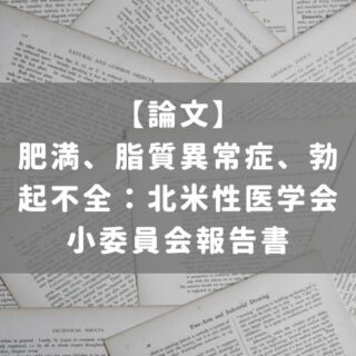 肥満、脂質異常症、勃起不全：北米性医学会小委員会報告書